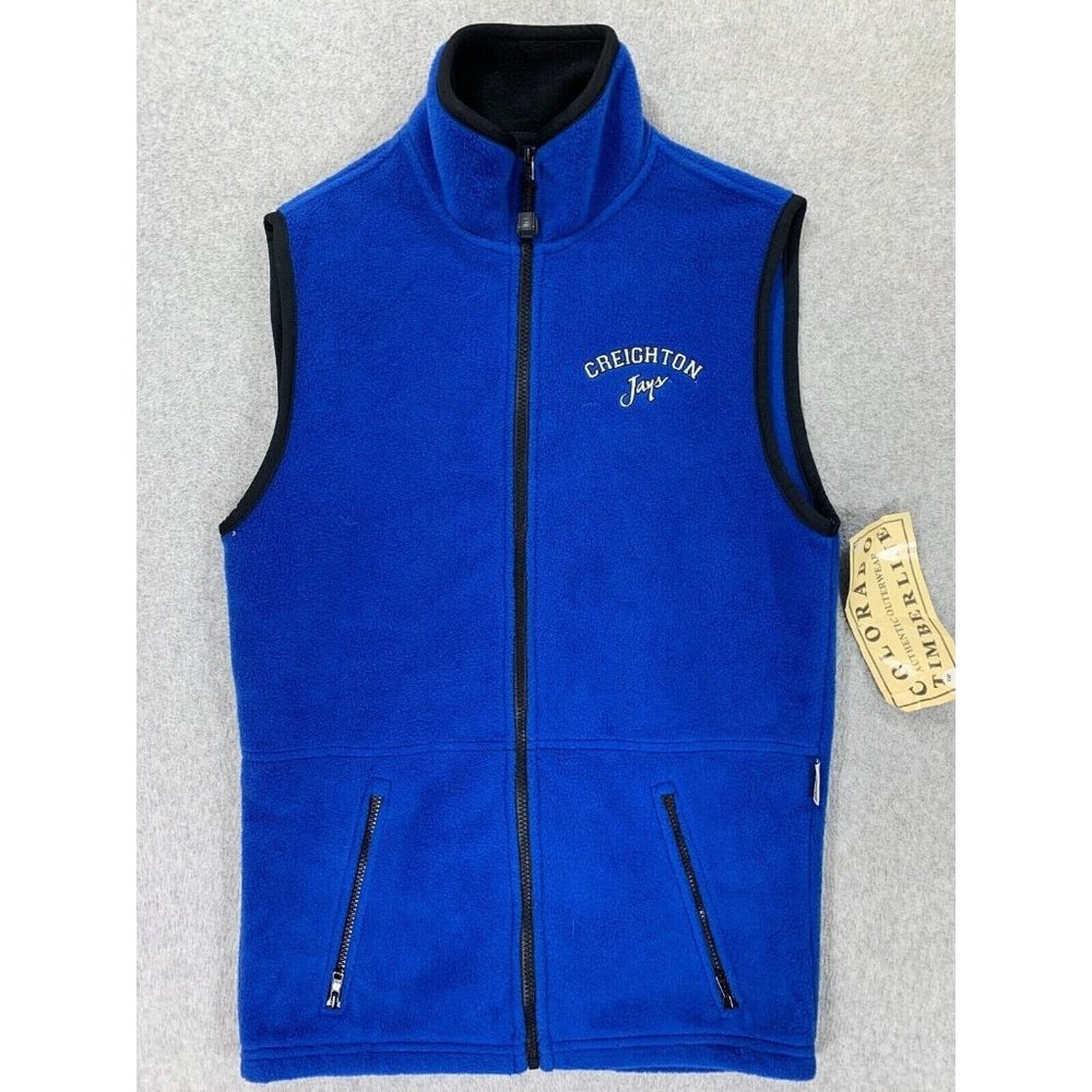 NWT Creighton Bluejays Full‎ Zip Fleece Vest (Men's Small) Blue